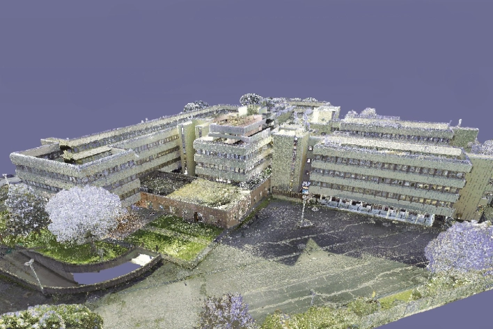 Foto nuvola di punti edificio di Geodesis Srl, studio di rilievi topografici Roma