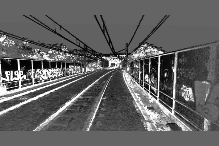 Foto nuvola di punti ferrovia di Geodesis Srl, studio di rilievi topografici Roma