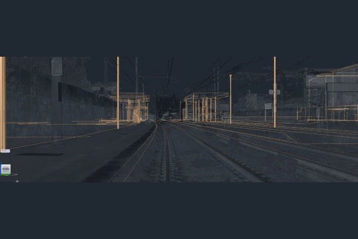 Foto nuvola di punti ferrovia di Geodesis Srl, studio di rilievi topografici Roma