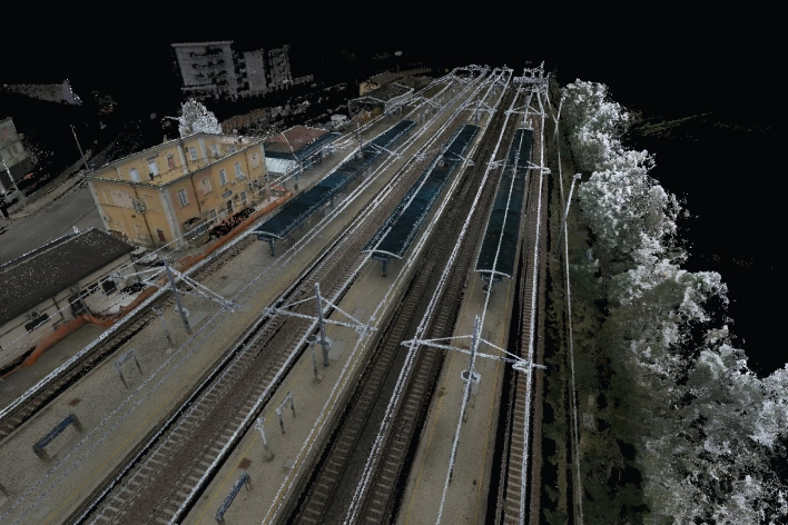 Foto nuvola di punti ferrovia di Geodesis Srl, studio di rilievi topografici Roma