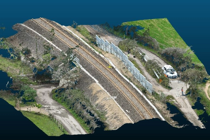 Foto nuvola di punti ferrovia di Geodesis Srl, studio di rilievi topografici Roma