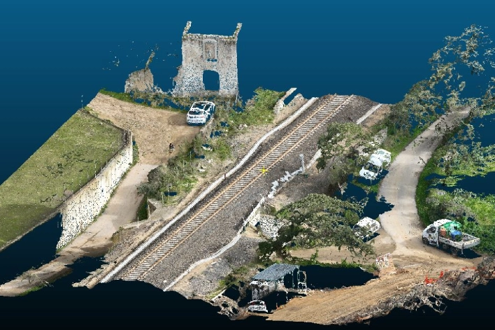 Foto nuvola di punti ferrovia di Geodesis Srl, studio di rilievi topografici Roma