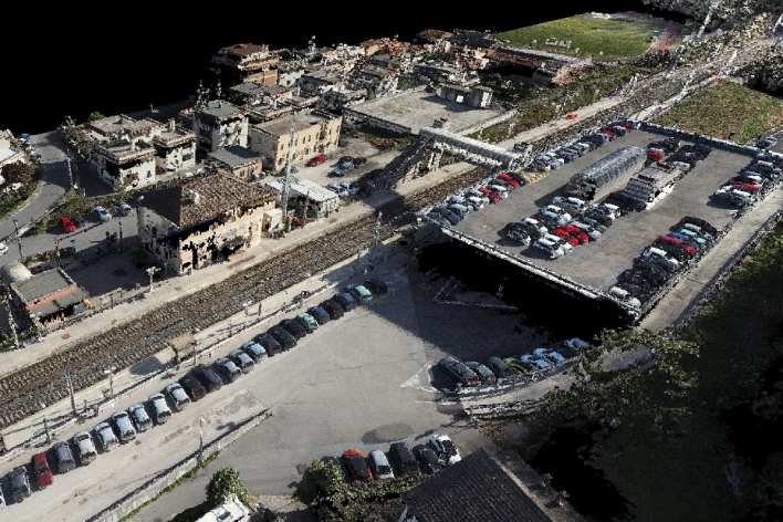 Foto nuvola di punti ferrovia di Geodesis Srl, studio di rilievi topografici Roma
